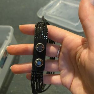 Swarovski black fabric bracelet